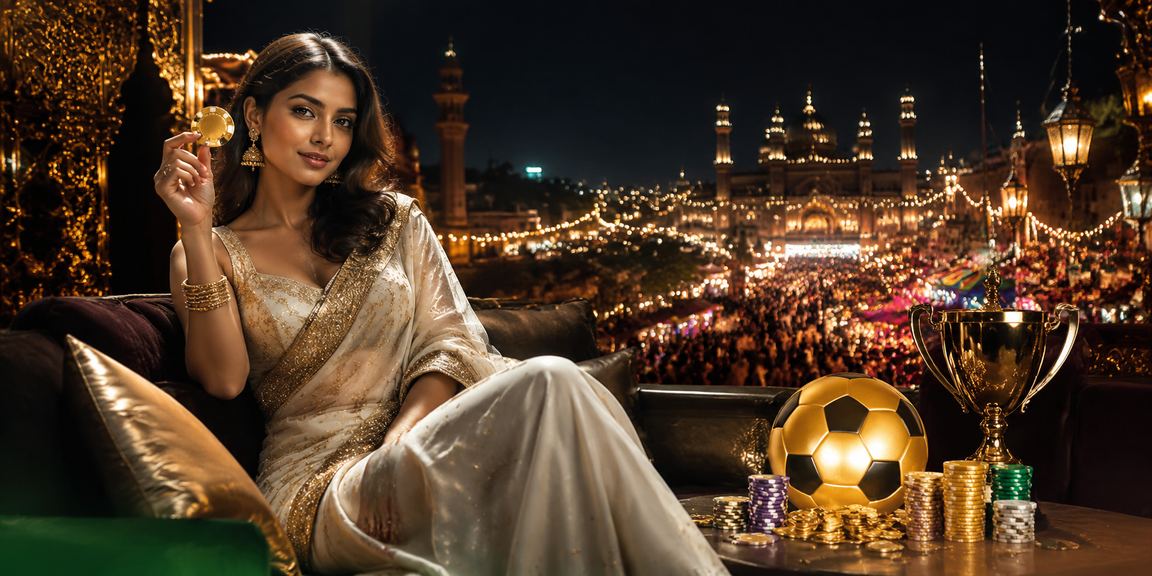 Indian woman betting on football with mobile device